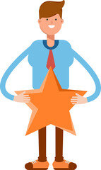 Businessman Character Holding Star
