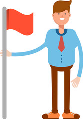 Businessman Character Holding Flag
