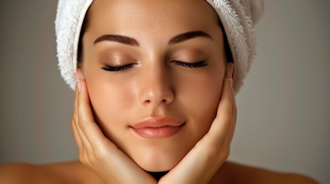 A relaxed and content expression on the woman's face, highlighting the pampering experience