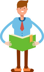 Businessman Character Reading Book
