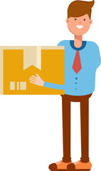 Businessman Character Holding Box
