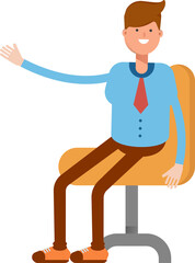 Businessman Character Sitting on Office Chair
