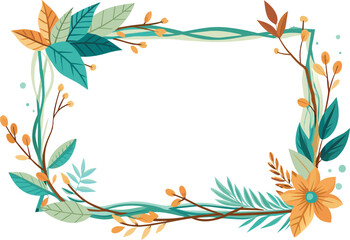 floral frame with branches and leafs icon vector illustration 