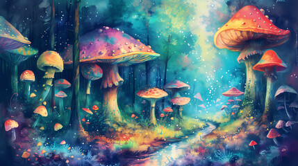 Fototapeta na wymiar Enchanted Mushroom Canopy