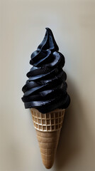 Cono gelato nero, dessert liquirizia, gelato goth, dark, punk