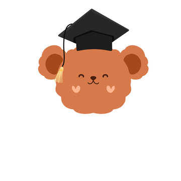 illustration of a cute teddy bear with a graduation hat