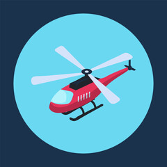 cartoon red helicopter vector icon