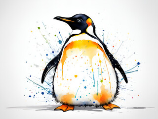 Colorful penguin paintings with various postures and abstract penguin illustrations - obrazy, fototapety, plakaty