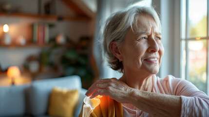 Senior Woman Experiencing Arm Discomfort at Home