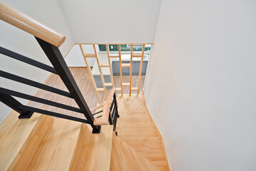 Brightly colored wooden stairs made from stylish maple wood