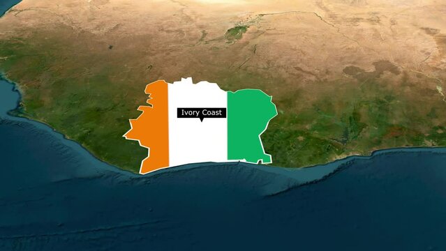  ivory coast new map with flag