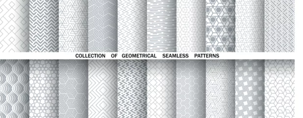 Poster Geometric set of seamless gray and white patterns. Simple vector graphics © ELENA