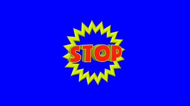 Stop Text animation blue screen video