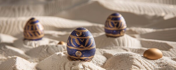 Egyptian pharaoh Easter eggs with gold and lapis lazuli