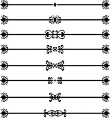 Set of decorative divider elements. Border florish collection. Vector.