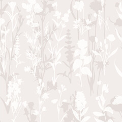 Delicate vector pattern with wild flowers, herbs botanicals - 775540120