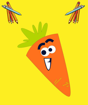 Carrot Vegetable Cartoon Vector Icon Illustration, Premium Vector