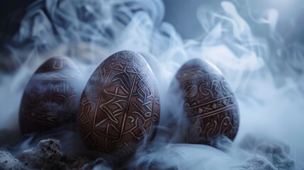 Mystic runes Easter eggs with ancient runes and symbols