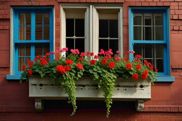 Fototapeta na wymiar windows with flowers