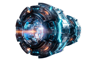 China develops safe, efficient nuclear fusion technology. Isolated on a transparent background.