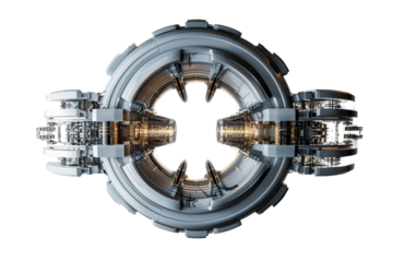 China develops safe, efficient nuclear fusion technology. Isolated on a transparent background.
