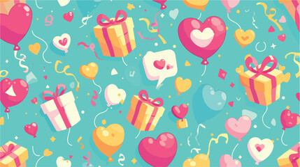 Happy Birthday seamless pattern with gifts balloons