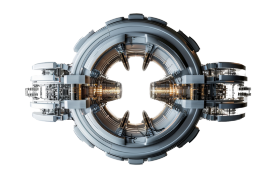 China develops safe, efficient nuclear fusion technology. Isolated on a transparent background.