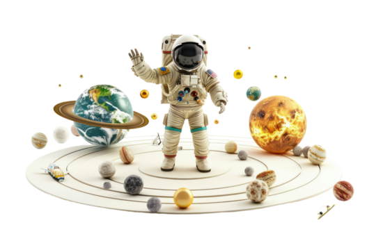 Space Technology: Technology related to space exploration. People are interested in the secrets of the universe and the technology that will help humans travel to other planets, Isolated on a transpar