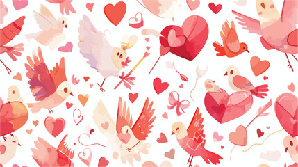 Happy Valentines Day watercolor seamless pattern. C