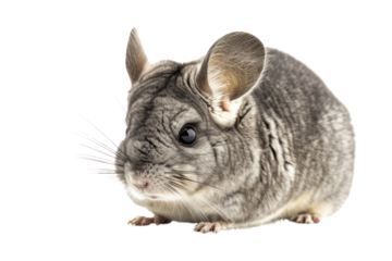 sleeping black-haired chinchilla, Isolated on a transparent background.