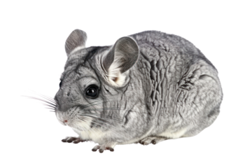 sleeping black-haired chinchilla, Isolated on a transparent background.