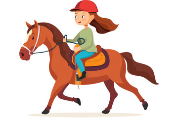 girl riding a horse, Isolated on a transparent background.