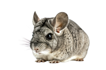 sleeping black-haired chinchilla, Isolated on a transparent background.