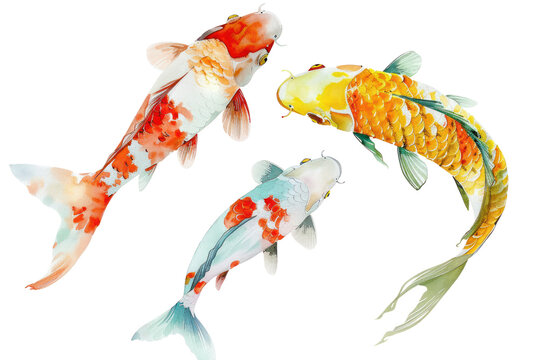 Colorful koi fish swimming,Isolated on a transparent background.