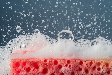 sponge in abundant foam on a light background