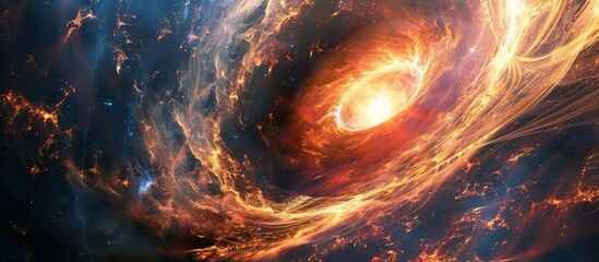 Spiral Galaxy with Bright Orange and Blue Swirl