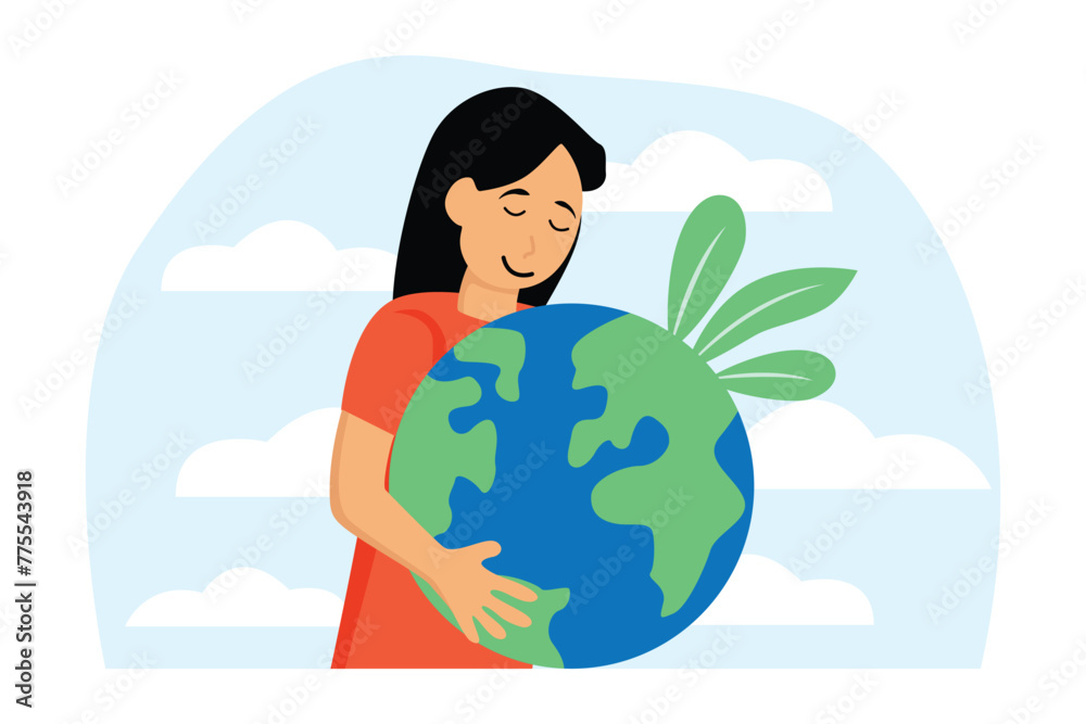 Wall mural happy earth day flat illustration