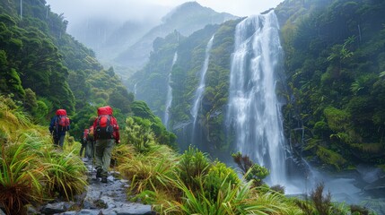 Sutherland Falls Trek, Follow adventurous hikers as they embark on the challenging trek to reach the remote and breathtaking Sutherland Falls in New Zealand