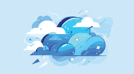 I-cloud line icon 2d flat cartoon vactor illustrati