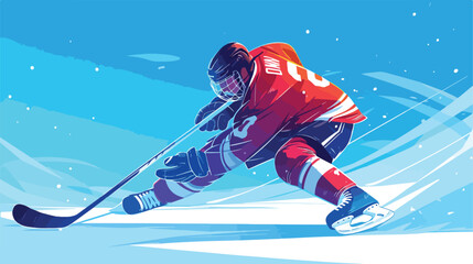 Ice hockey line icon 2d flat cartoon vactor illustr