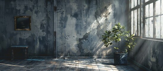 Fototapeta premium A plant in a vase by a window