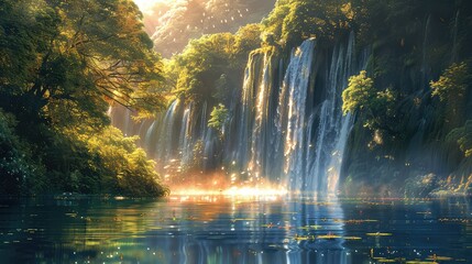 Reflections, Explore the reflective qualities of a waterfall, capturing its image mirrored in the...