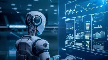 Data-driven business analysis with AI robot technology, abstract background