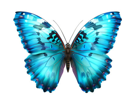 A stunning butterfly featuring turquoise wings, depicted in a vector illustration against a white backdrop.



