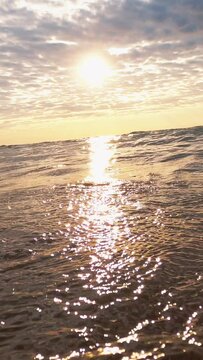 Vertical video sea wave sunrise background scenery