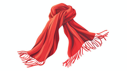 Fototapeta premium Illustration of a red scarf on a white background 2