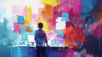 Document approval workflow, business process management, project approval, digital painting