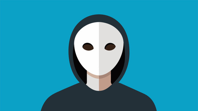 A person wearing a blank expressionless mask representing a disconnect with ones true emotions and inability to fully engage with others.