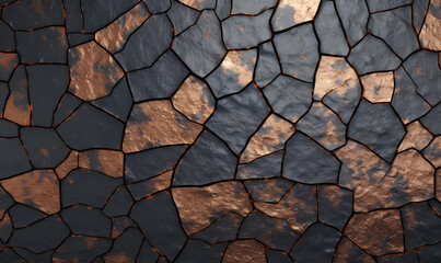 Cracked black Dragen Hide copper rust bronze aluminium rough Tileable Texture, Generative AI