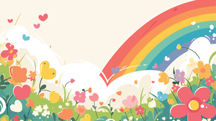 Illustration of an empty template with a rainbow an